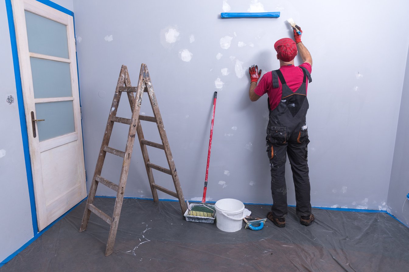 House Painting Business, Tradesman painting a wall